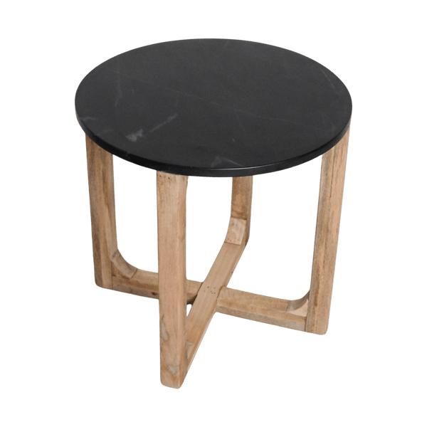 Marmeren bijzettafel rond zwart