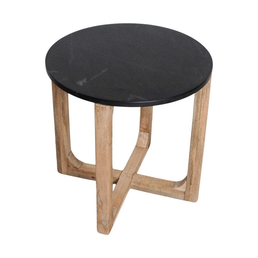 Marmeren bijzettafel rond zwart