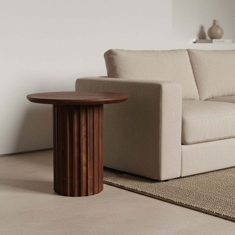 Bullnose bijzettafel reversed bruin Ø 50 cm