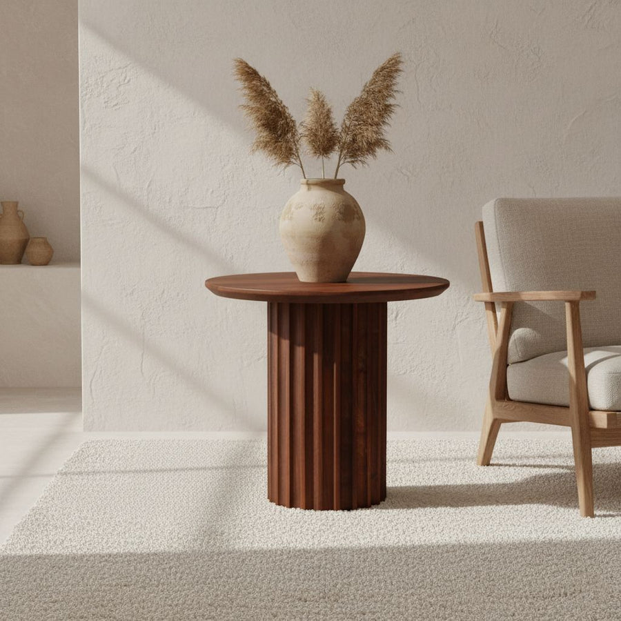 Bullnose bijzettafel reversed bruin Ø 50 cm