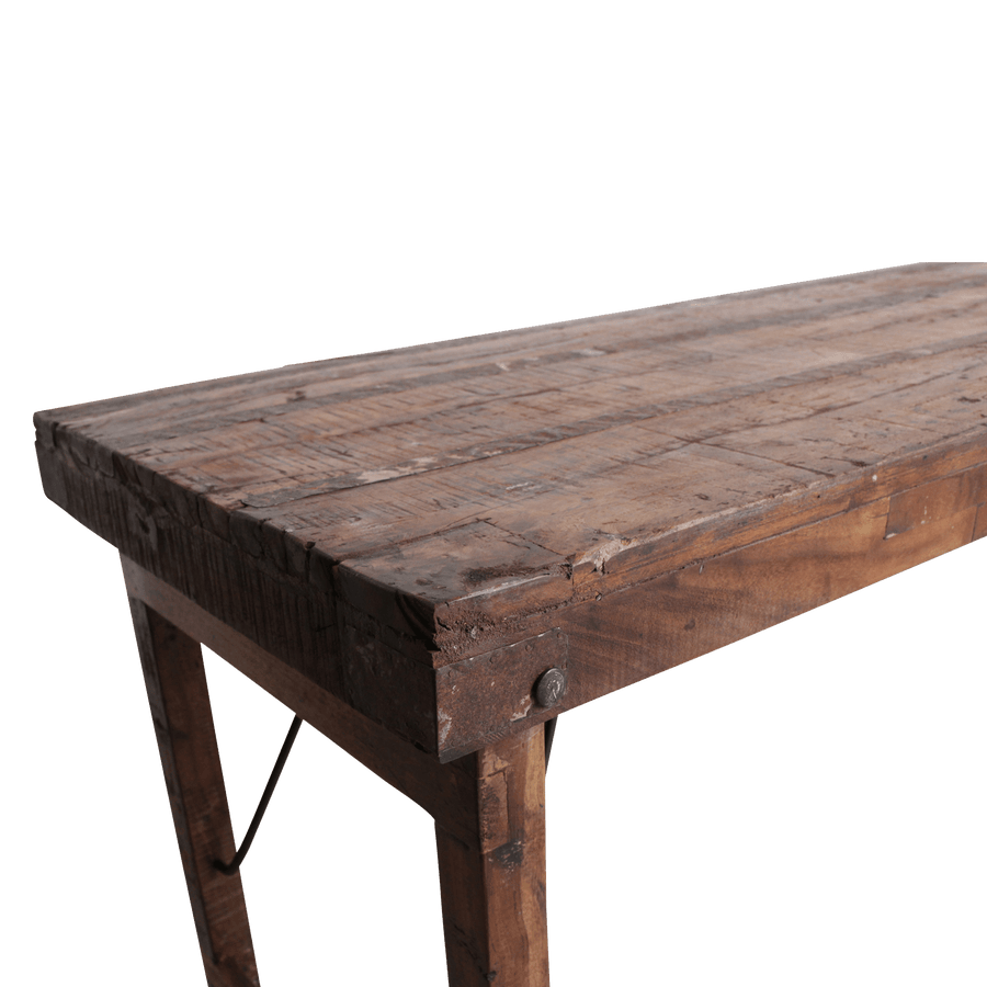 Inklapbare vintage eettafel Gerecycled hout 173x60x76 cm