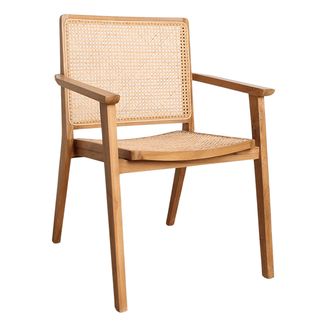 Nova teak eetkamerstoel met armleuning set van 2