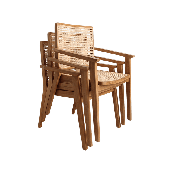 Nova teak eetkamerstoel met armleuning set van 2