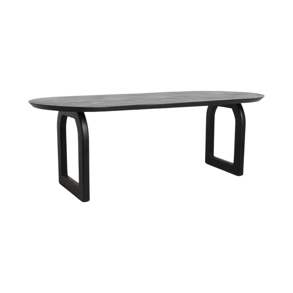 Bullnose dining table black 200 cm open base