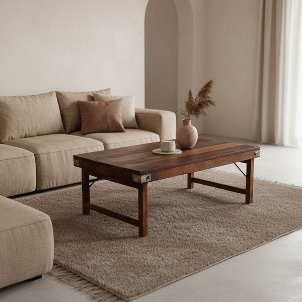 Bruine inklapbare salontafel 120x75x45 cm