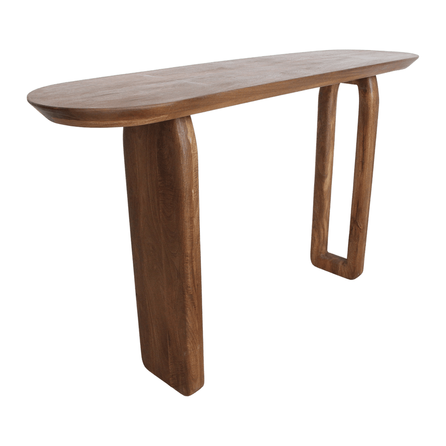 Bullnose mangohouten wandtafel bruin140x35x80 cm
