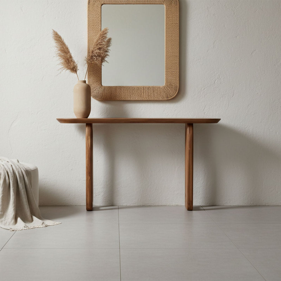 Bullnose mangohouten wandtafel bruin140x35x80 cm