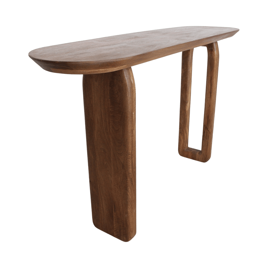 Bullnose mangohouten wandtafel bruin140x35x80 cm