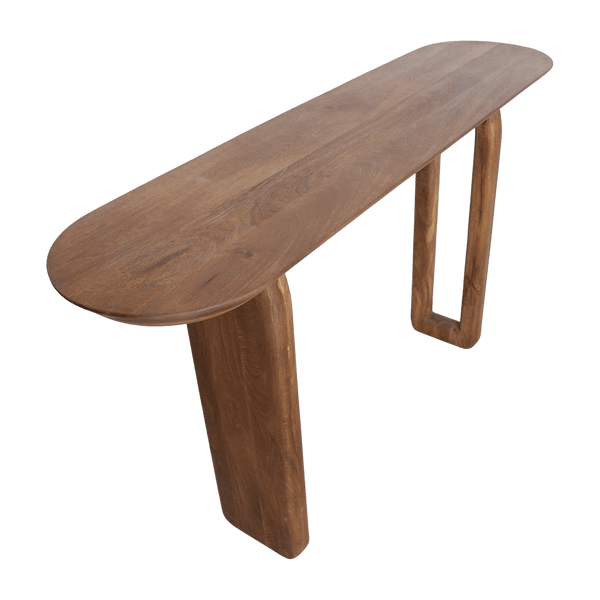 Bullnose mangohouten wandtafel bruin140x35x80 cm