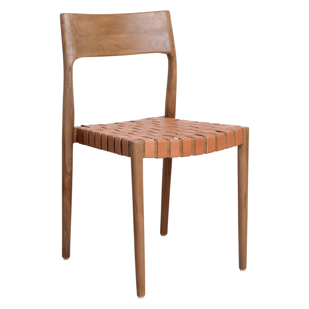 Freya teak eetkamerstoel met leer Naturel set van 2