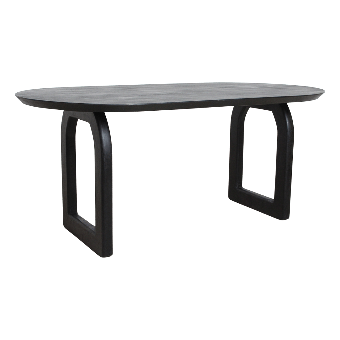 Bullnose dining table black 180 open base