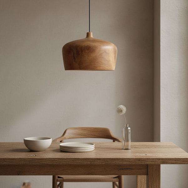 Sirocco teakhouten hanglamp Dome Ø 30x20 cm