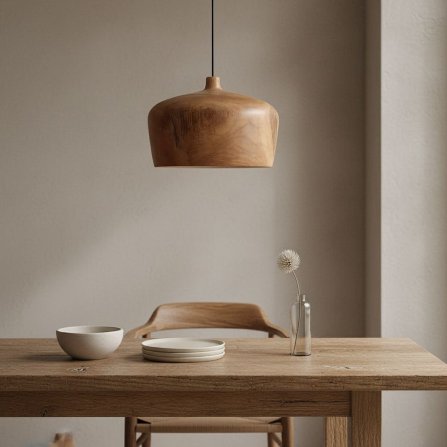 Sirocco teakhouten hanglamp Dome Ø 30x20 cm