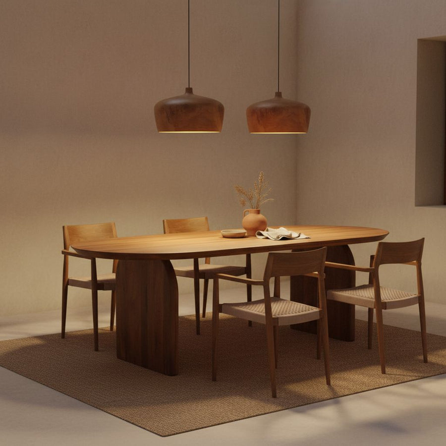 Sirocco teakhouten hanglamp Dome Ø 30x20 cm