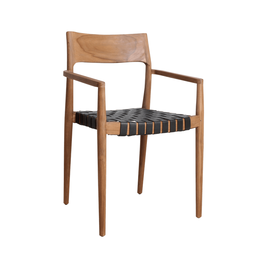 Freya teak eetkamerstoel met armleuning Zwart set van 2