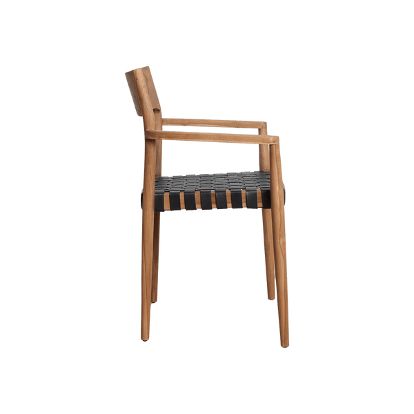 Freya teak eetkamerstoel met armleuning Zwart set van 2
