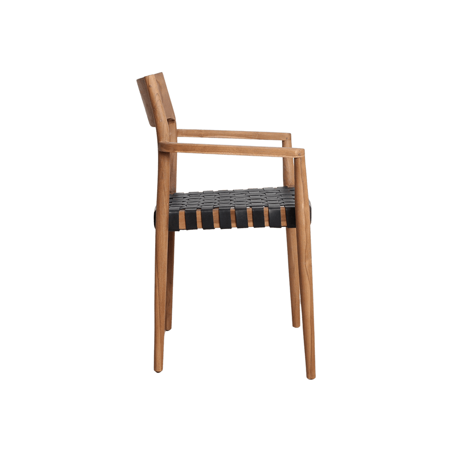 Freya teak eetkamerstoel met armleuning Zwart set van 2
