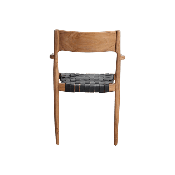 Freya teak eetkamerstoel met armleuning Zwart set van 2