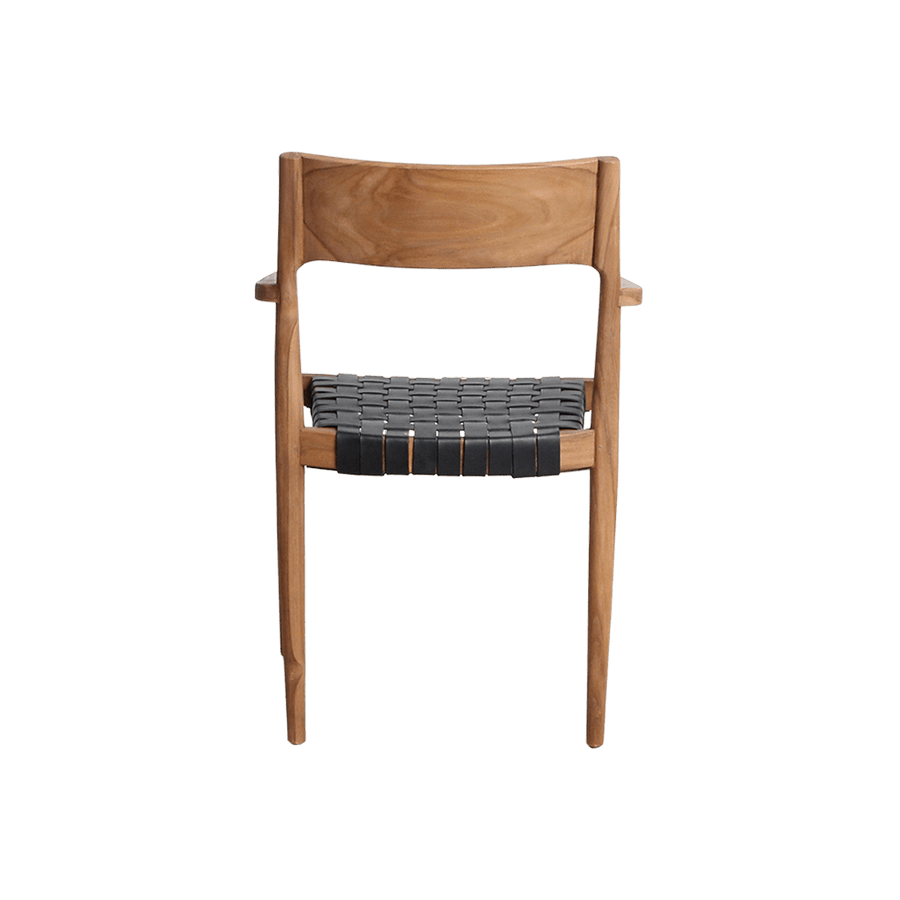 Freya teak eetkamerstoel met armleuning Zwart set van 2