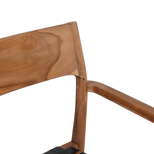 Freya teak eetkamerstoel met armleuning Zwart set van 2