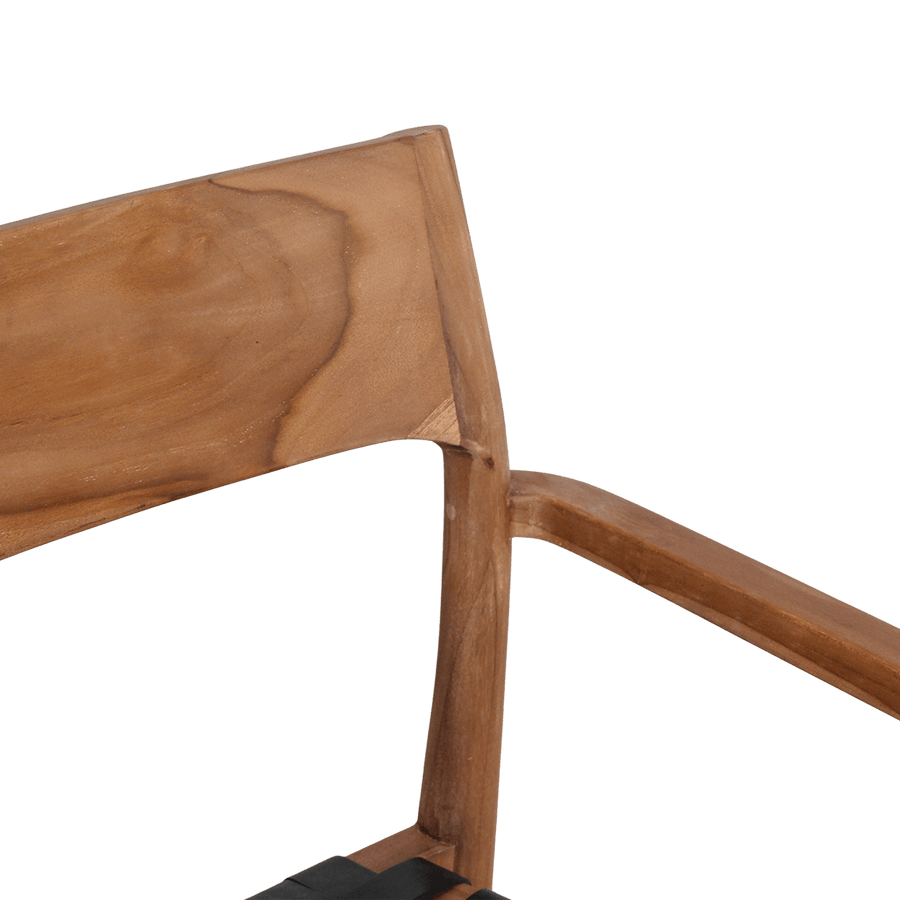 Freya teak eetkamerstoel met armleuning Zwart set van 2