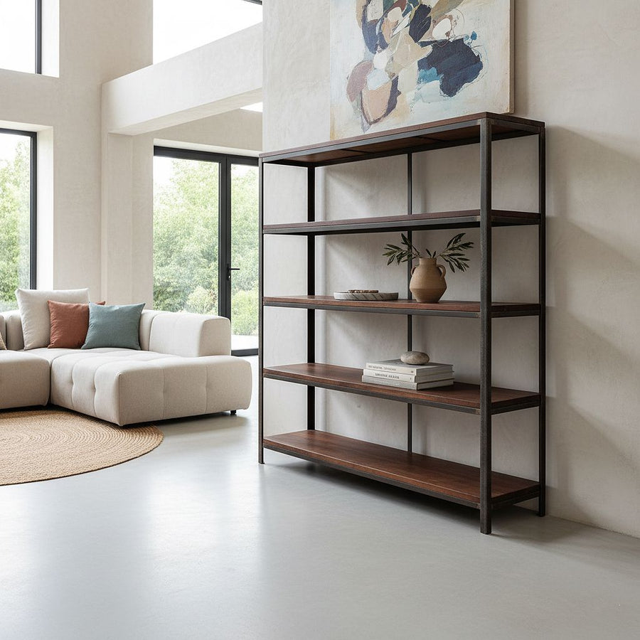 Factory ijzeren rek met FSC houten planken