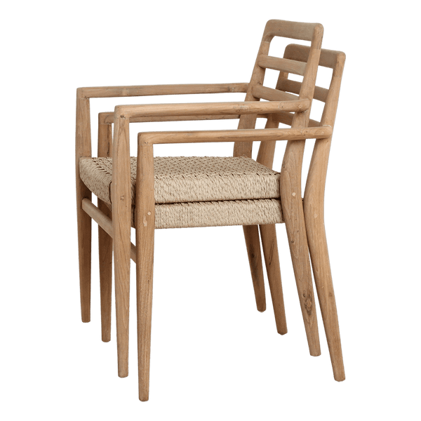Verano teak tuinstoel met armleuning Naturel set van 2