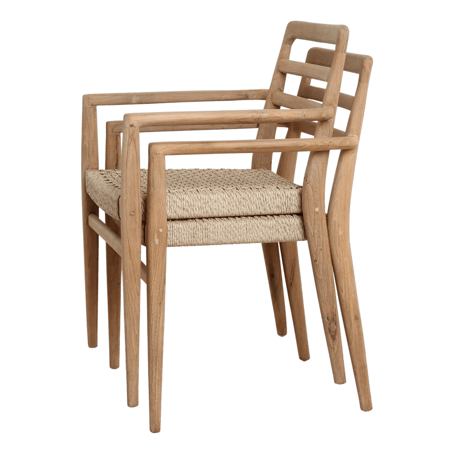 Verano teak tuinstoel met armleuning Naturel set van 2