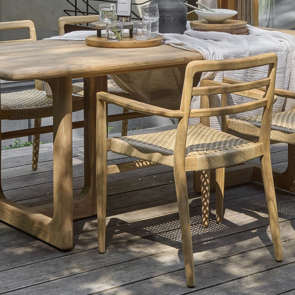 Verano teak tuinstoel met armleuning Naturel set van 2