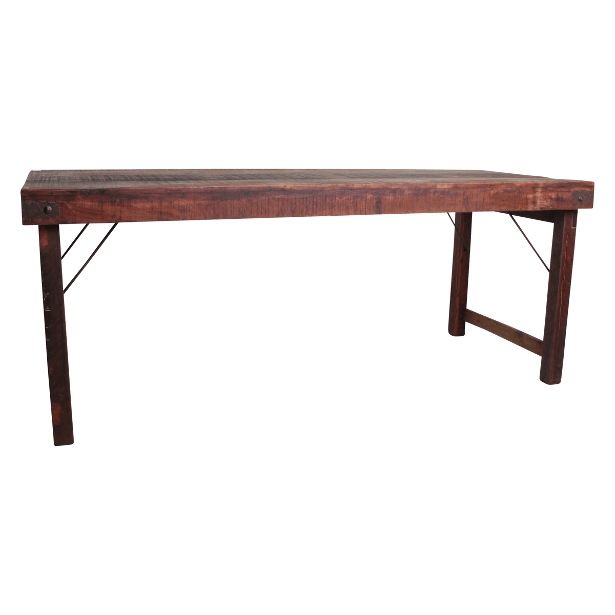 Inklapbare vintage eettafel XL Gerecycled hout 190x80x76 cm