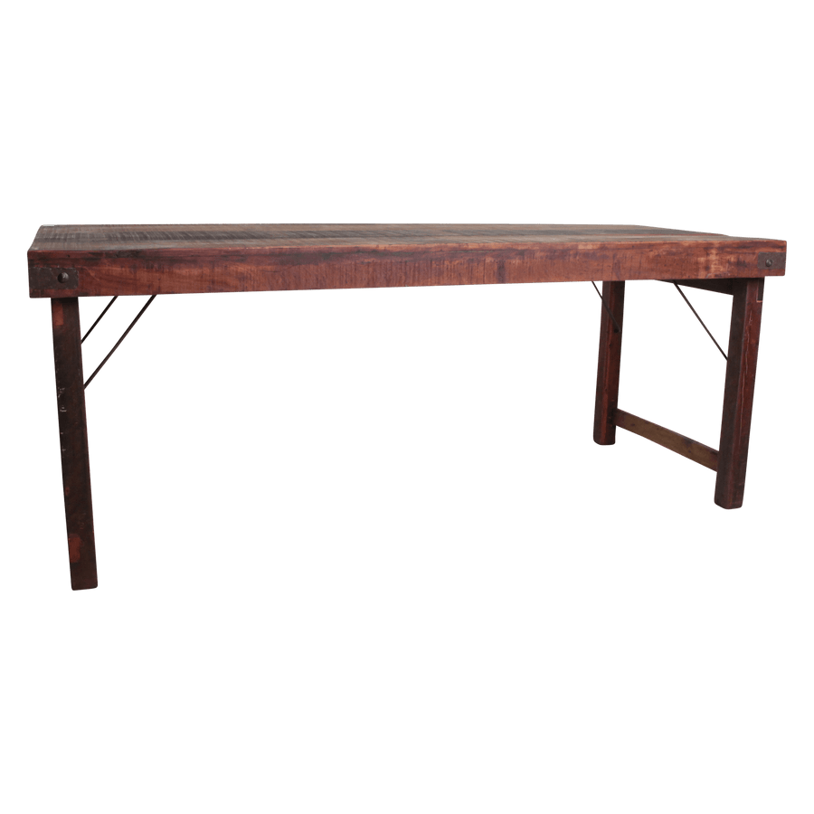 Inklapbare vintage eettafel XL Gerecycled hout 190x80x76 cm
