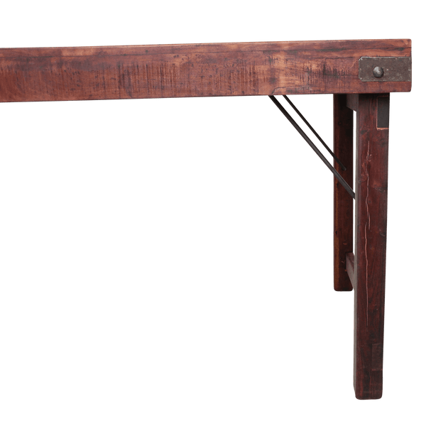 Inklapbare vintage eettafel XL Gerecycled hout 190x80x76 cm