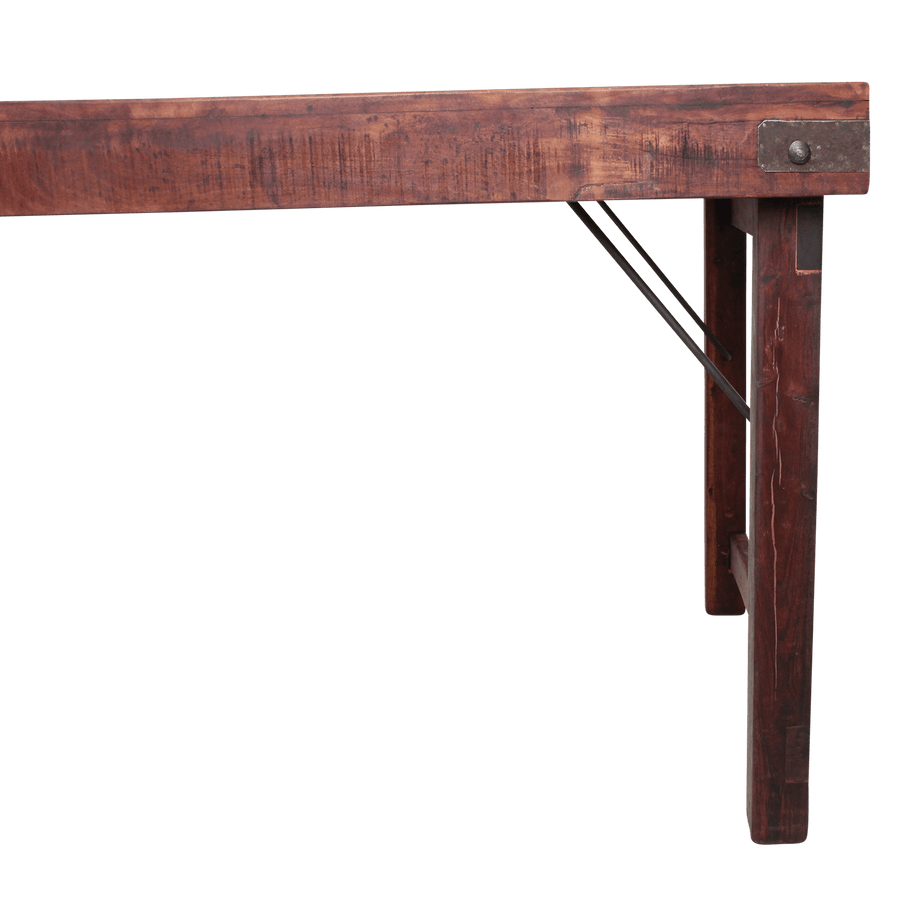 Inklapbare vintage eettafel XL Gerecycled hout 190x80x76 cm