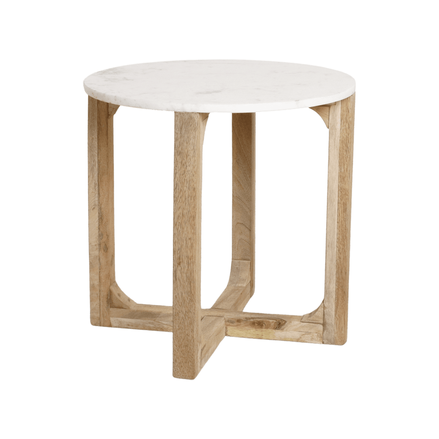 Marmeren bijzettafel rond wit