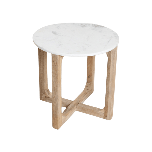 Marmeren bijzettafel rond wit