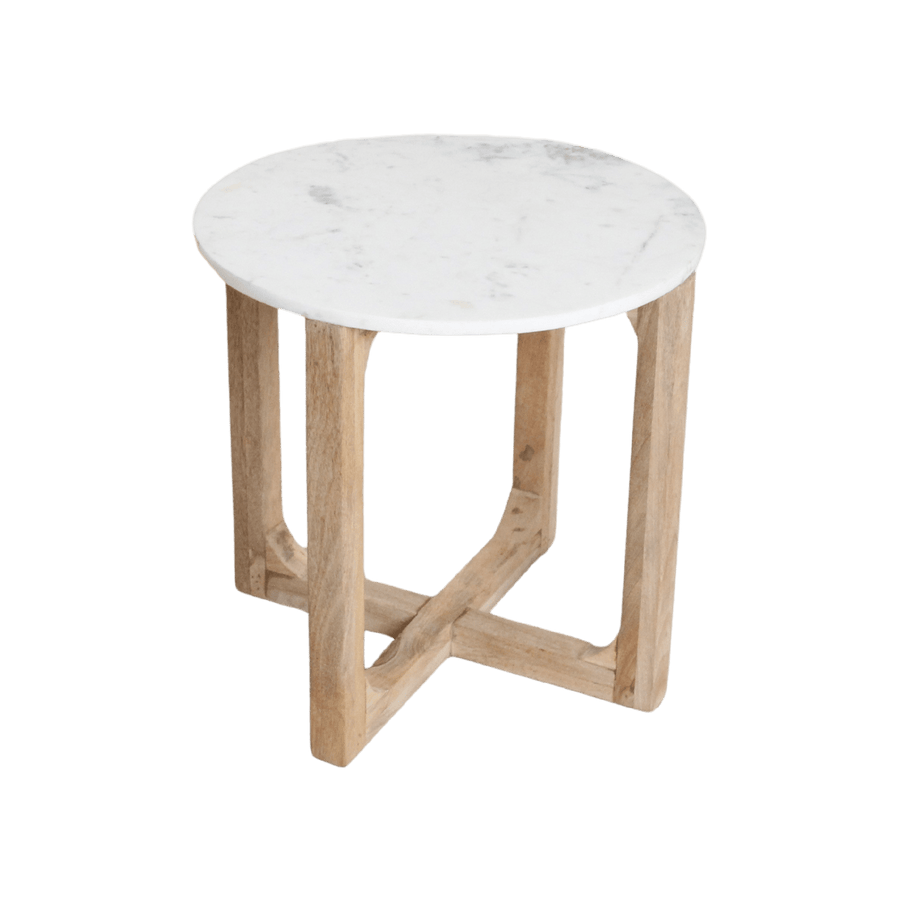 Marmeren bijzettafel rond wit