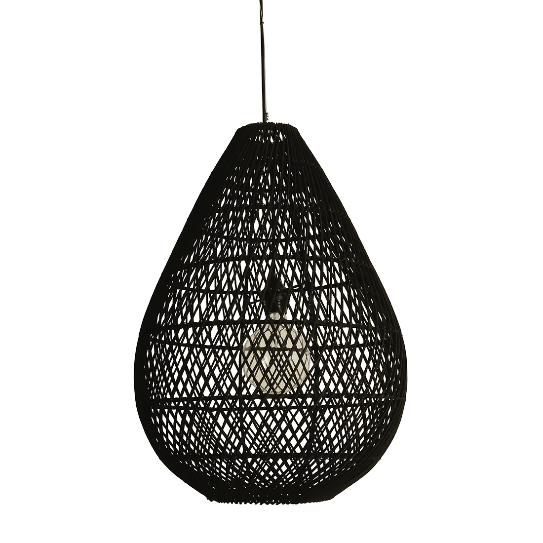 Maze druppel rotan hanglamp zwart Ø 45x65 cm