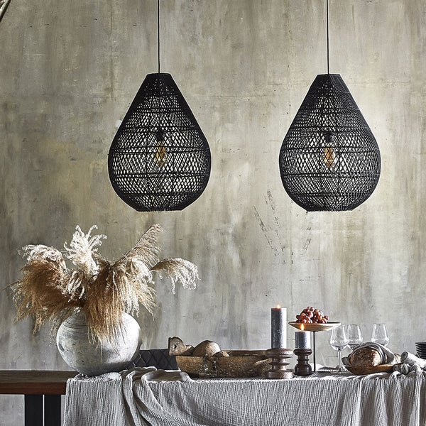 Maze druppel rotan hanglamp zwart Ø 45x65 cm