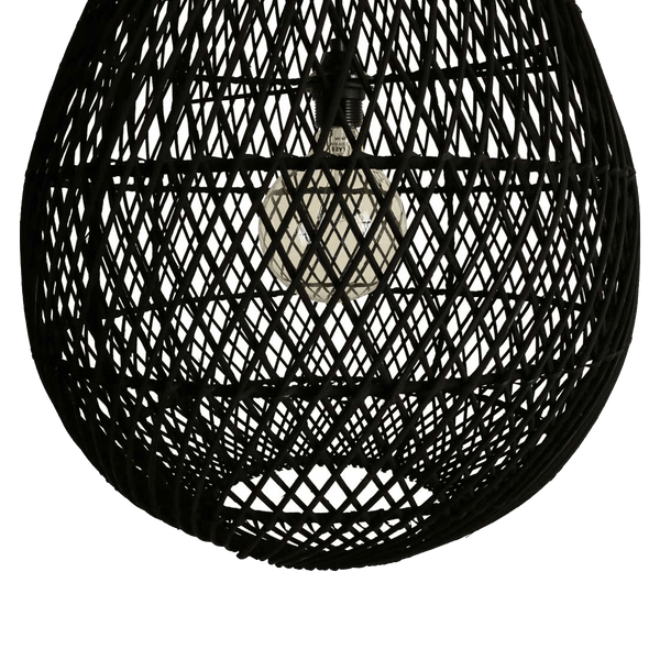 Maze druppel rotan hanglamp zwart Ø 45x65 cm