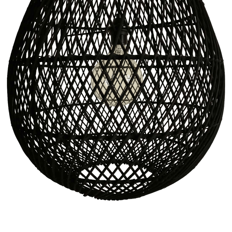 Maze druppel rotan hanglamp zwart Ø 45x65 cm