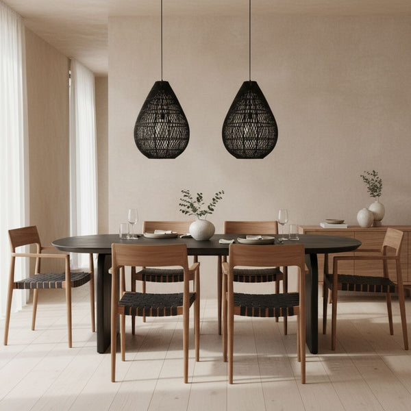 Maze druppel rotan hanglamp zwart Ø 45x65 cm