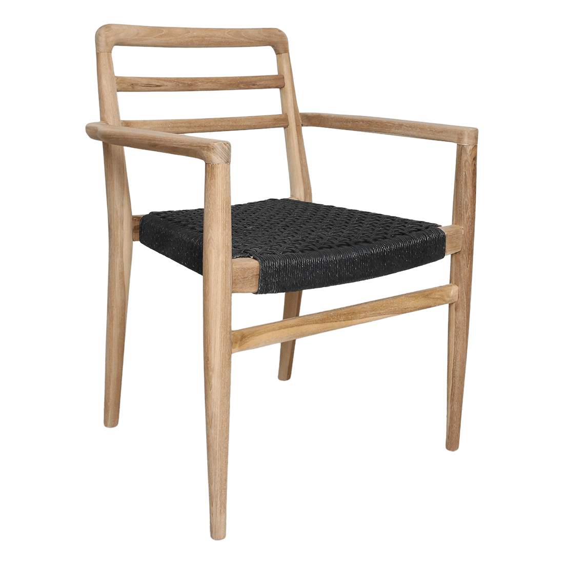 Verano teak tuinstoel met armleuning Zwart set van 2