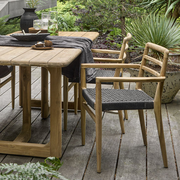 Verano teak tuinstoel met armleuning Zwart set van 2