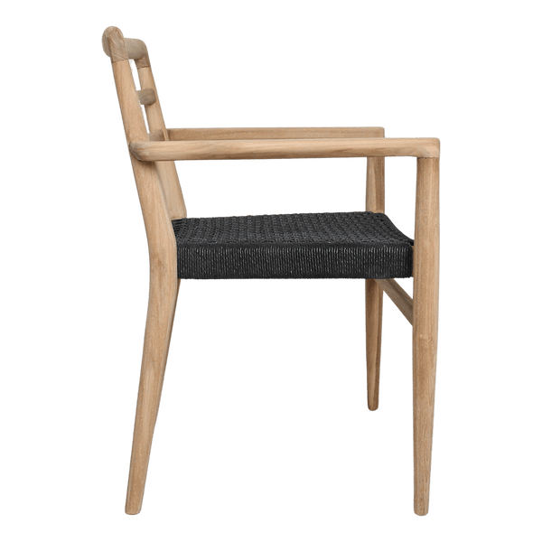 Verano teak tuinstoel met armleuning Zwart set van 2