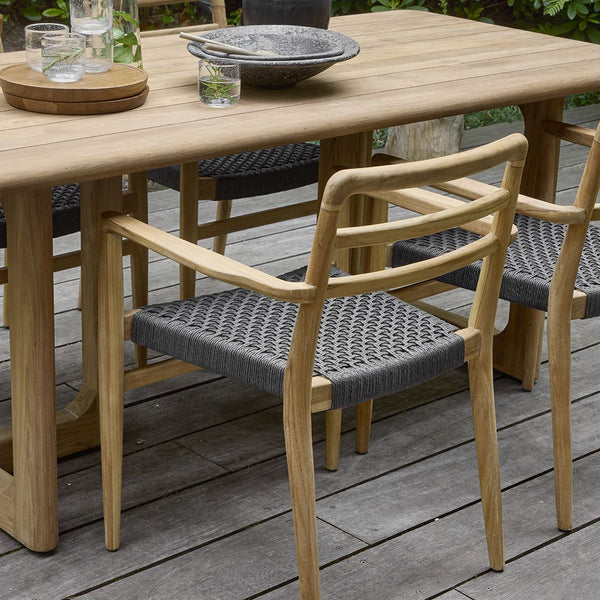 Verano teak tuinstoel met armleuning Zwart set van 2