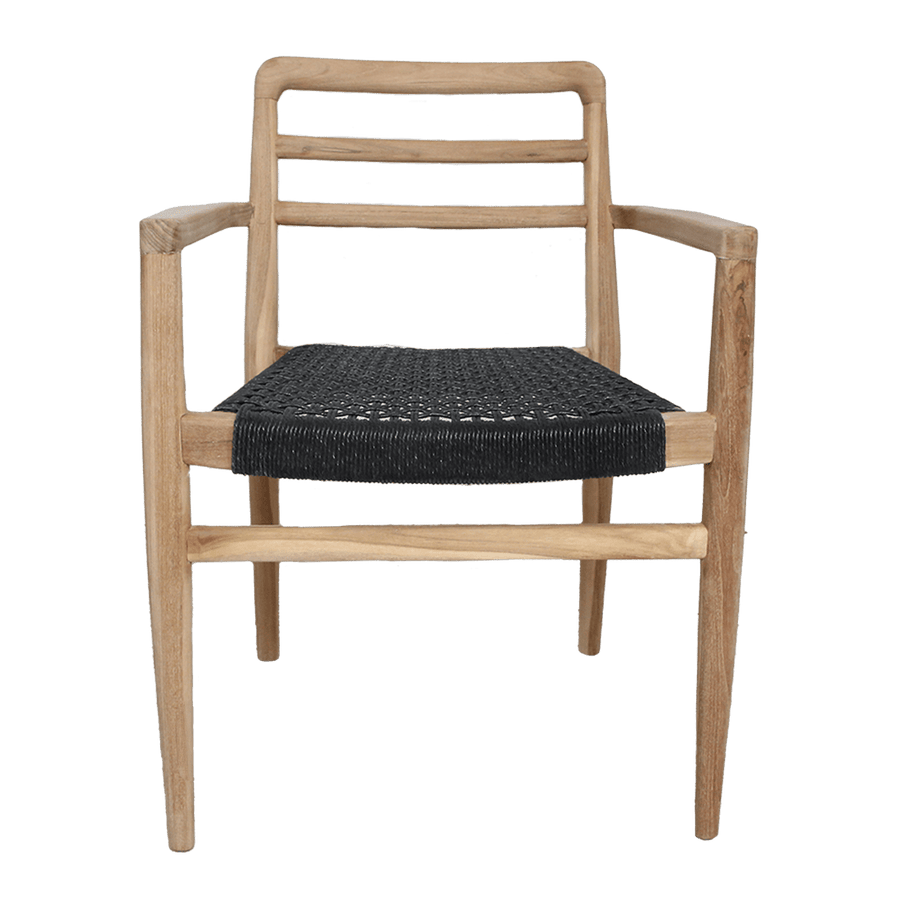 Verano teak tuinstoel met armleuning Zwart set van 2