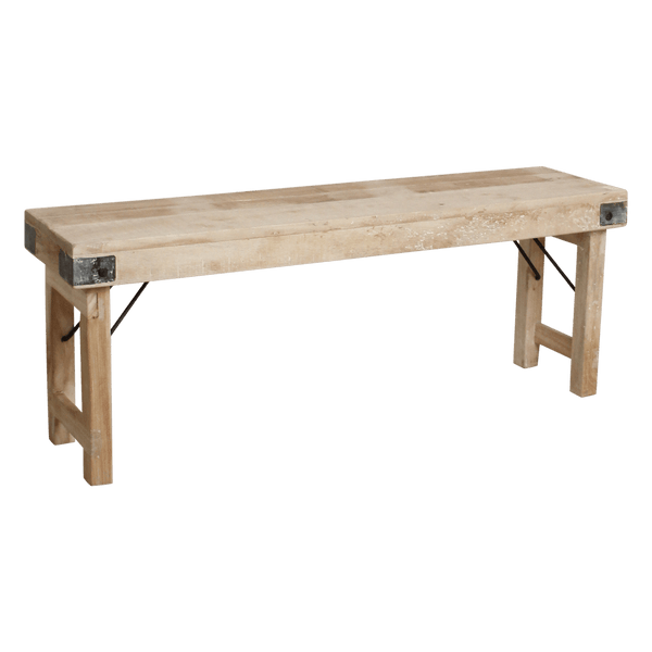 Limewash inklapbare eetkamerbank FSC-gerecycled hout120 cm