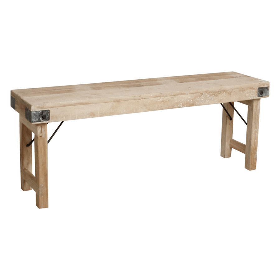 Limewash inklapbare eetkamerbank FSC-gerecycled hout120 cm