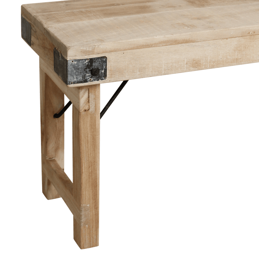 Limewash inklapbare eetkamerbank FSC-gerecycled hout120 cm