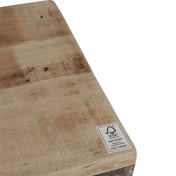 Limewash inklapbare eetkamerbank FSC-gerecycled hout120 cm